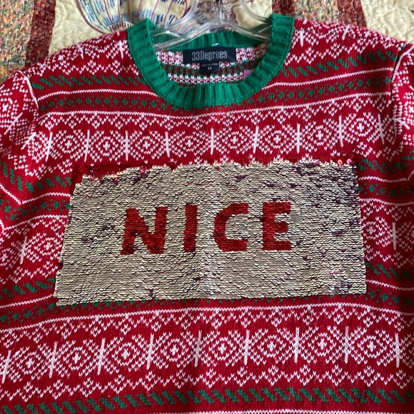 Very cool Ugly Christmas Sweater. Sequins flip naughty to nice. EUC. Size M - Picture 3 of 7